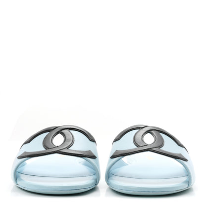 Chanel Lambskin CC Cutout Mules 41 Blue Black 3 of 10