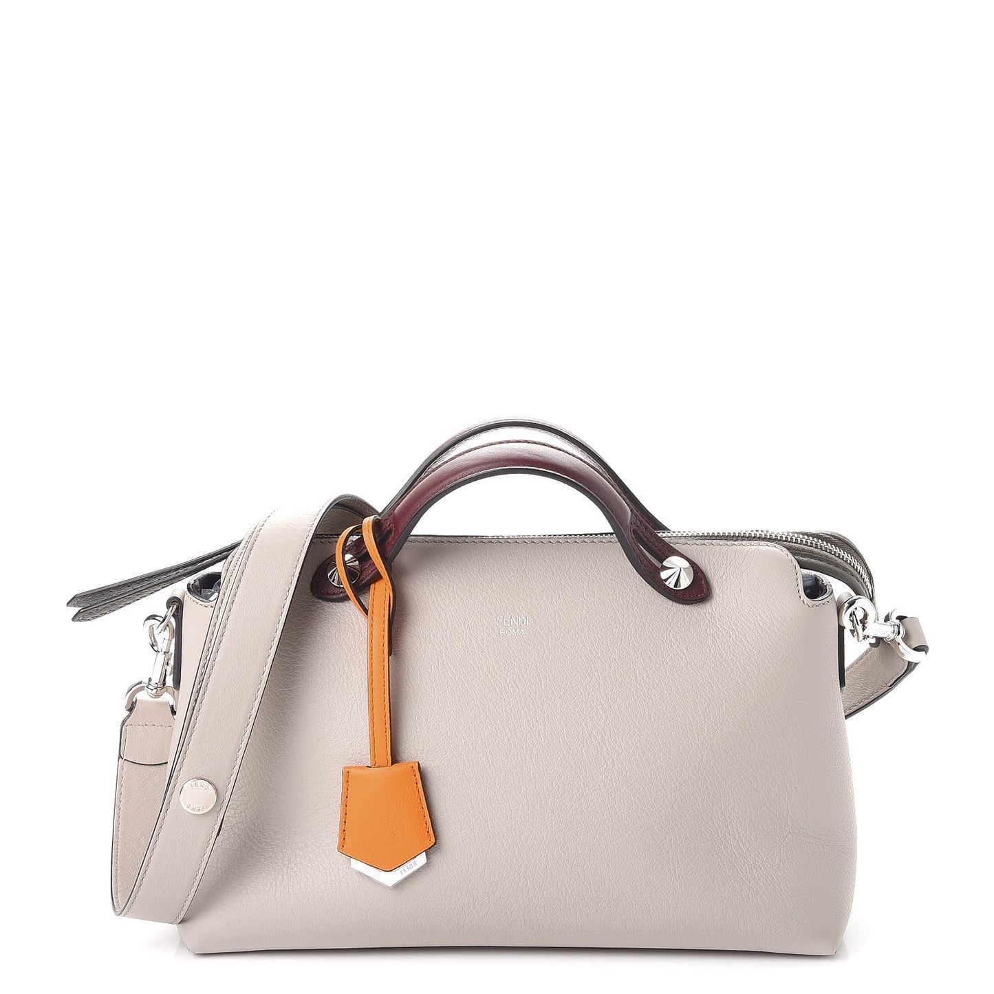 Vitello Dolce 4 Color Medium By The Way Boston Bag Grigio Polvere Arancio Multicolor