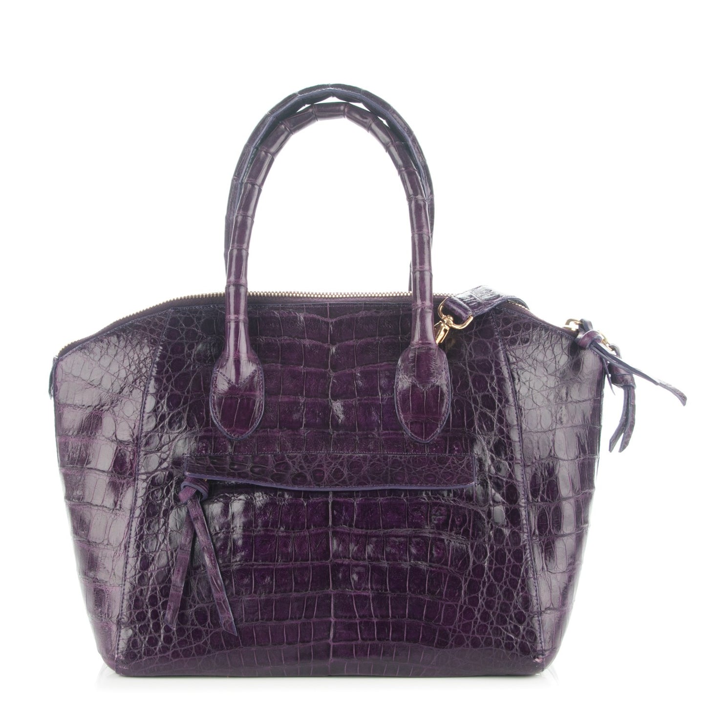 Crocodile Medium Dome Satchel Purple