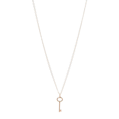 Tiffany 18K Rose Gold Small Oval Key Pendant Link Necklace 1 of 5