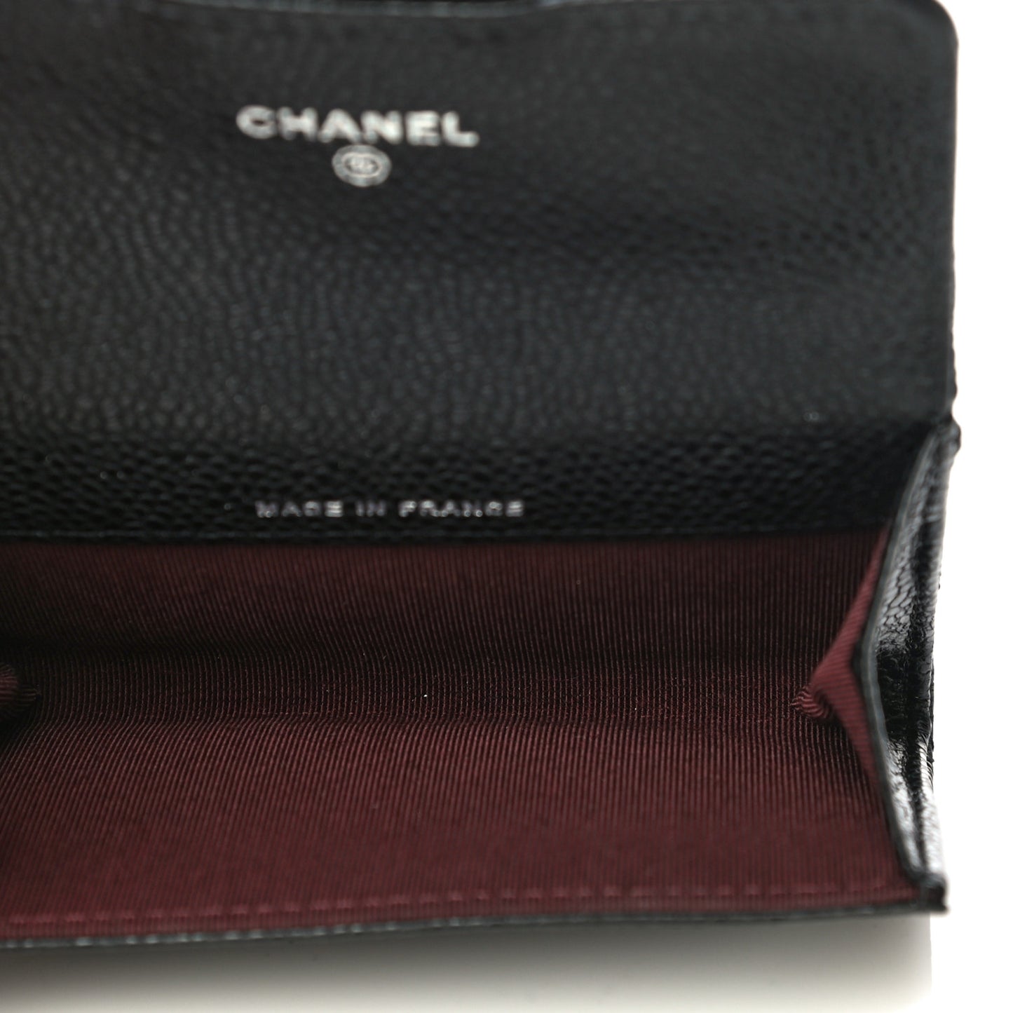 Caviar Quilted Flap Card Holder Wallet Black