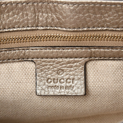 Gucci Metallic Pebbled Calfskin Medium Soho Flap Crossbody Golden Beige 6 of 7