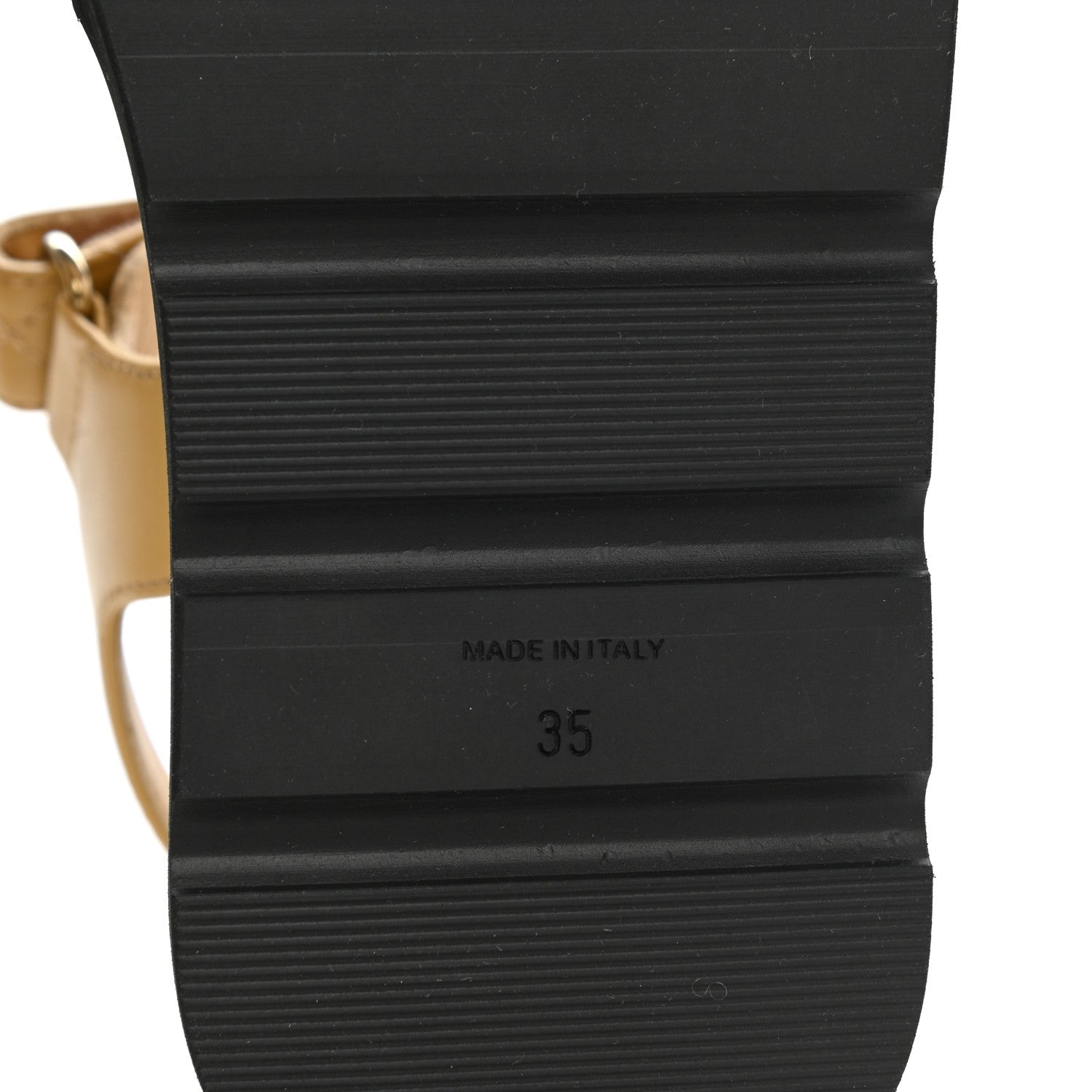 Chanel Lambskin Quilted Platform Sandals 35 Beige Black 6 of 8