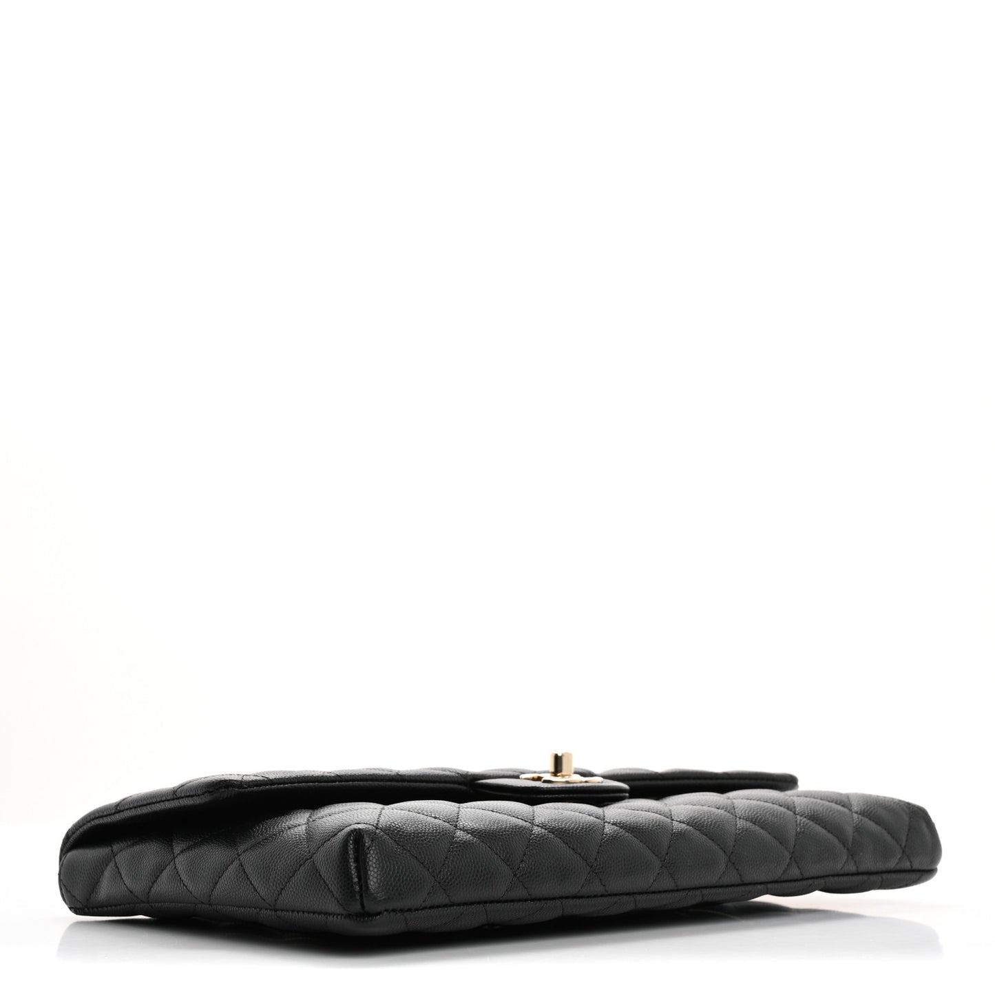 Caviar Quilted Flap Clutch Black