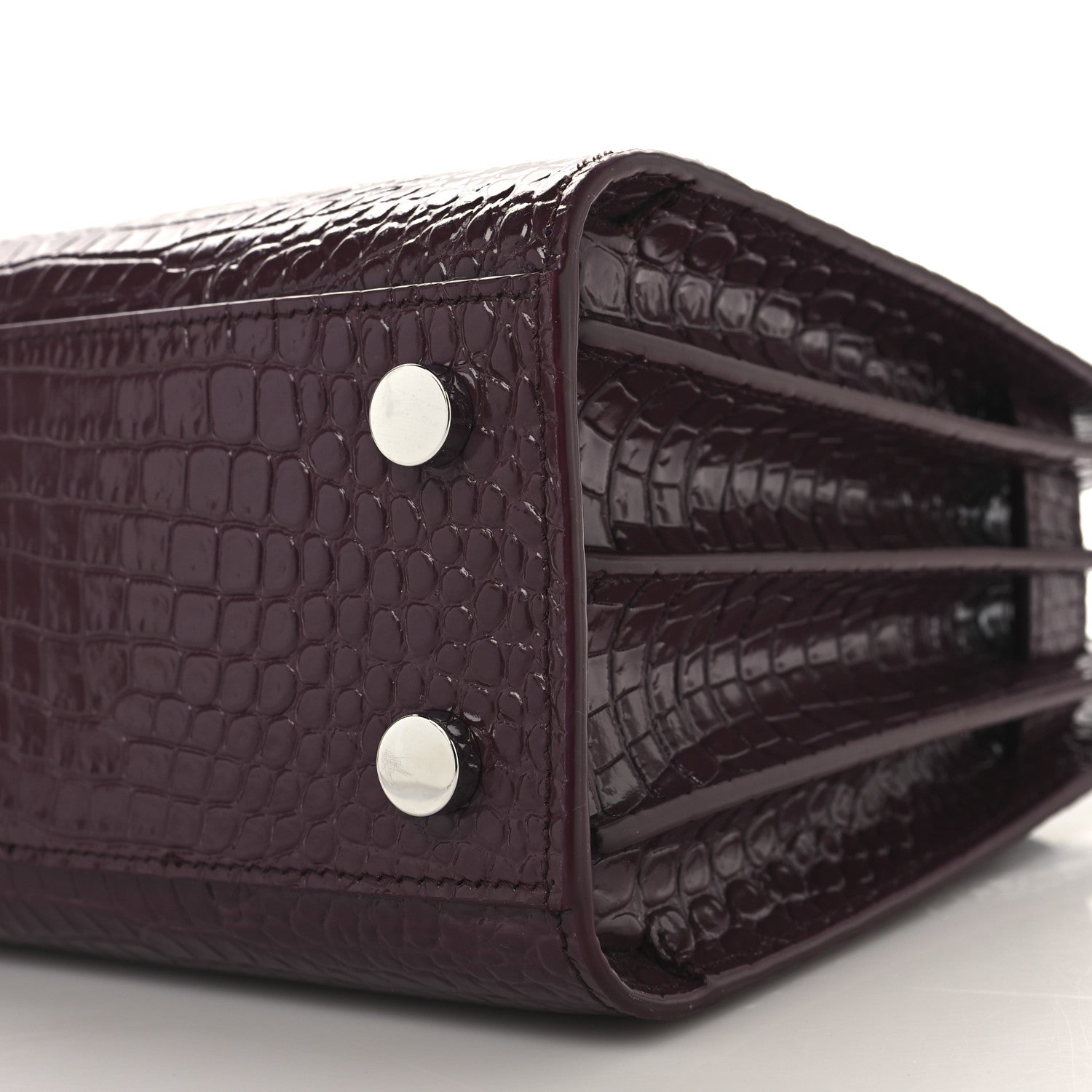 Saint Laurent Calfskin Crocodile Embossed Nano Sac De Jour Bordeaux 10 of 10