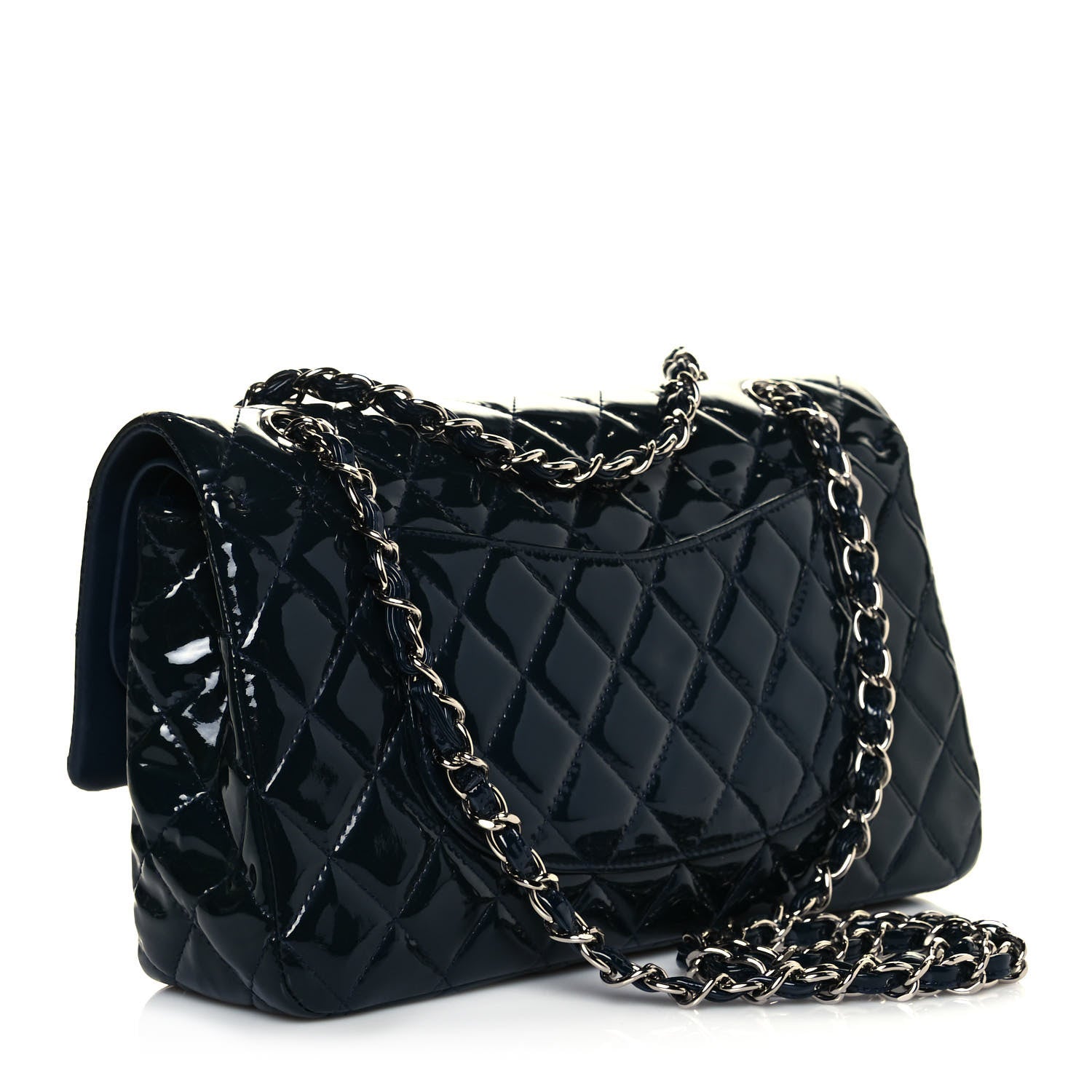 Chanel Patent Quilted Medium Double Flap Navy 3 of 10