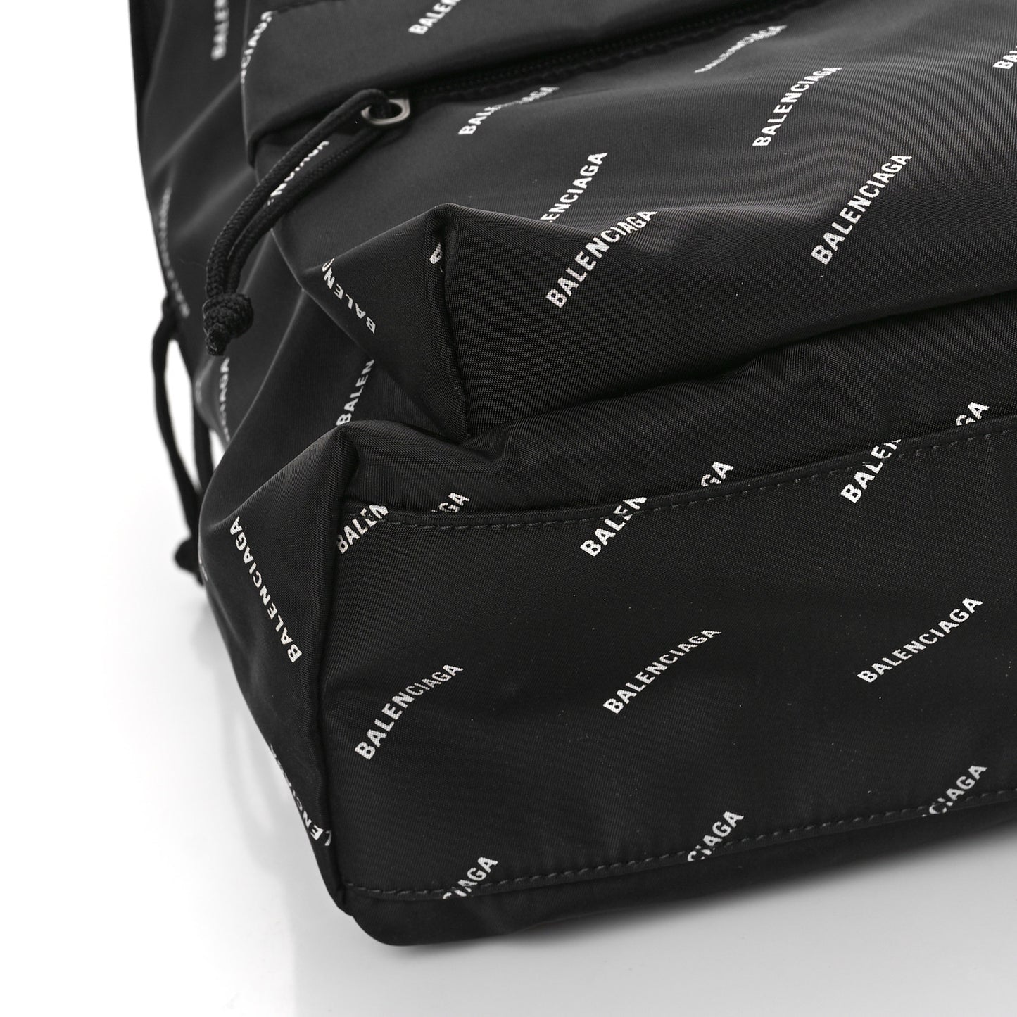 Twill Nylon Allover Logo Print Explorer Backpack Black White