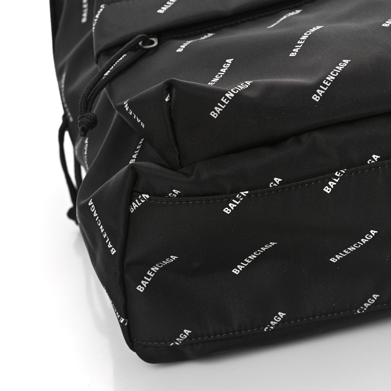 Balenciaga Twill Nylon Allover Logo Print Explorer Backpack Black White 7 of 8