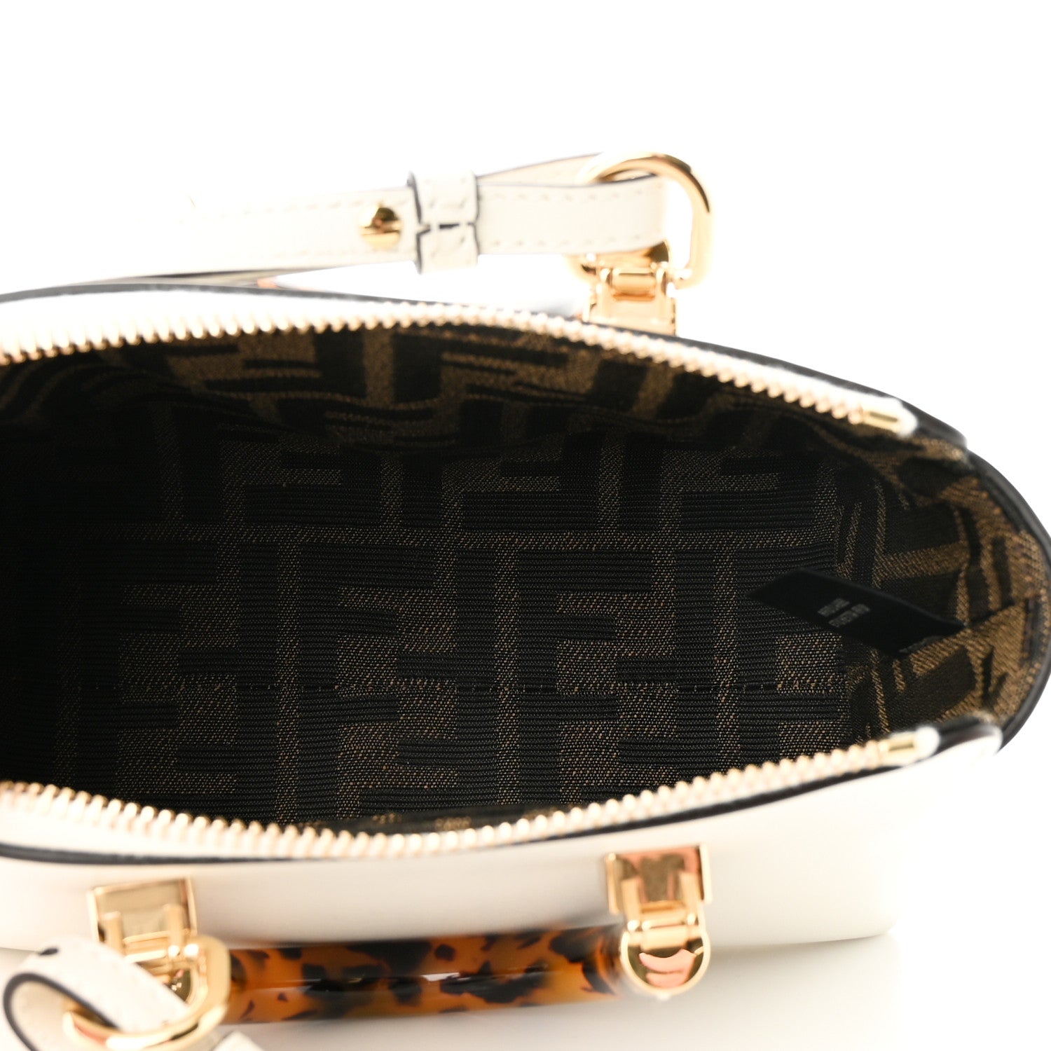 Fendi Vitello King Plexiglass Logo Embossed Mini By The Way Top Handle Boston Bag White Rice 5 of 11
