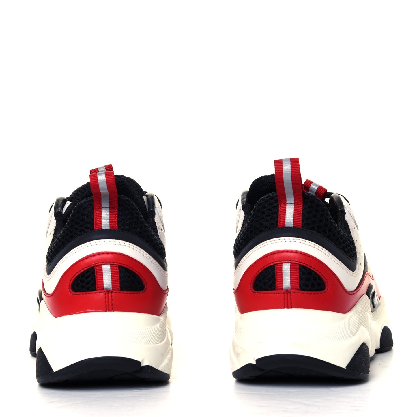 Technical Mesh Calfskin Mens B22 Sneakers 40 Black White Red