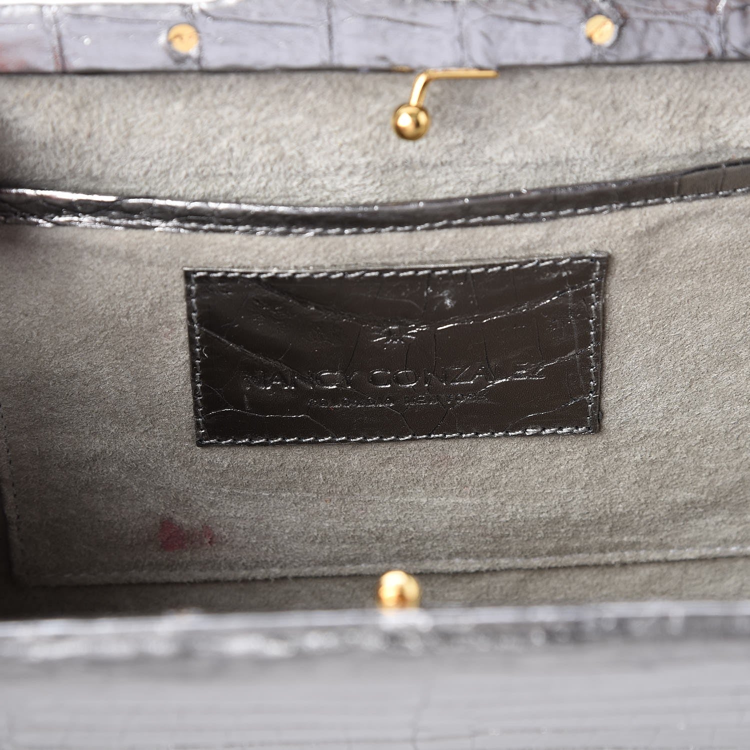 Nancy Gonzalez Metallic Crocodile Slim Frame Chain Clutch Silver 7 of 7