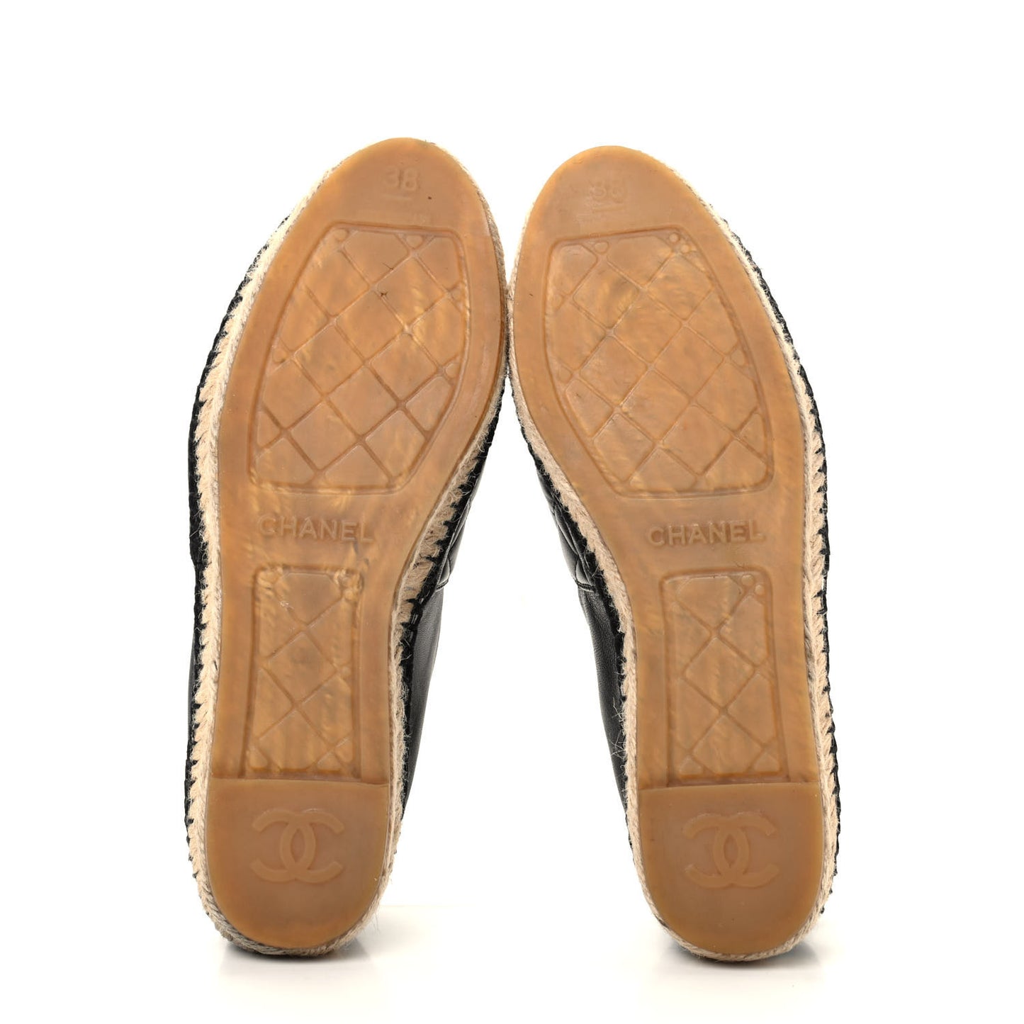Lambskin Quilted CC Espadrilles 38 Black