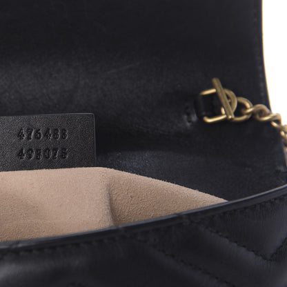 Gucci Calfskin Matelasse Super Mini GG Marmont Shoulder Bag Black 9 of 10