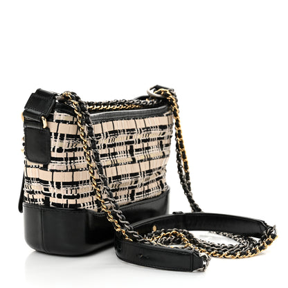 Chanel Tweed Calfskin Quilted Small Gabrielle Hobo Black Multicolor 3 of 11