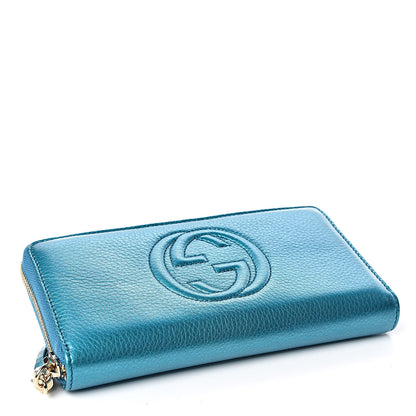 Gucci Metallic Cellarius Calfskin Soho Zip Around Wallet Deep Cobalt 4 of 10