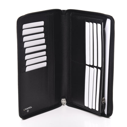 Chanel Caviar Large Sevruga Zip Around Organizer Wallet Black 5 of 9