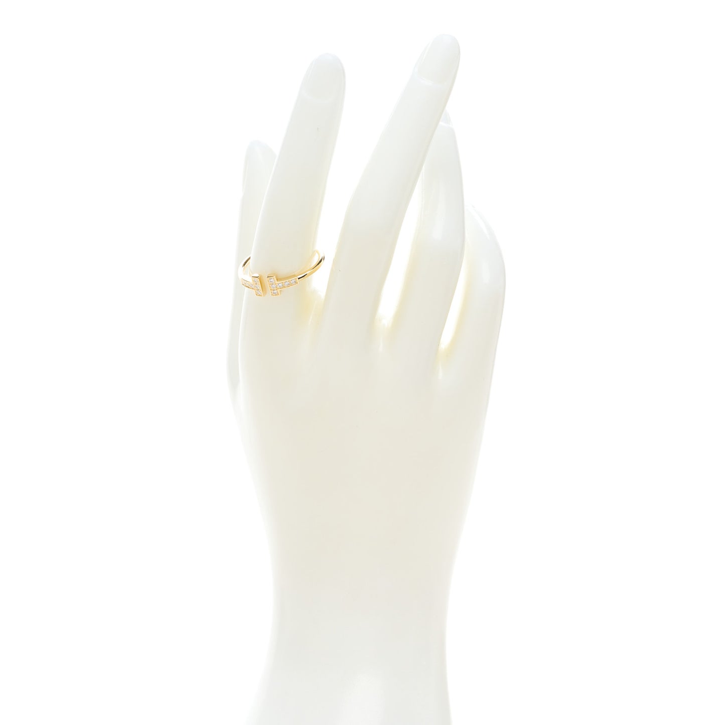 18K Yellow Gold Diamond T Wire Ring 58 8.5