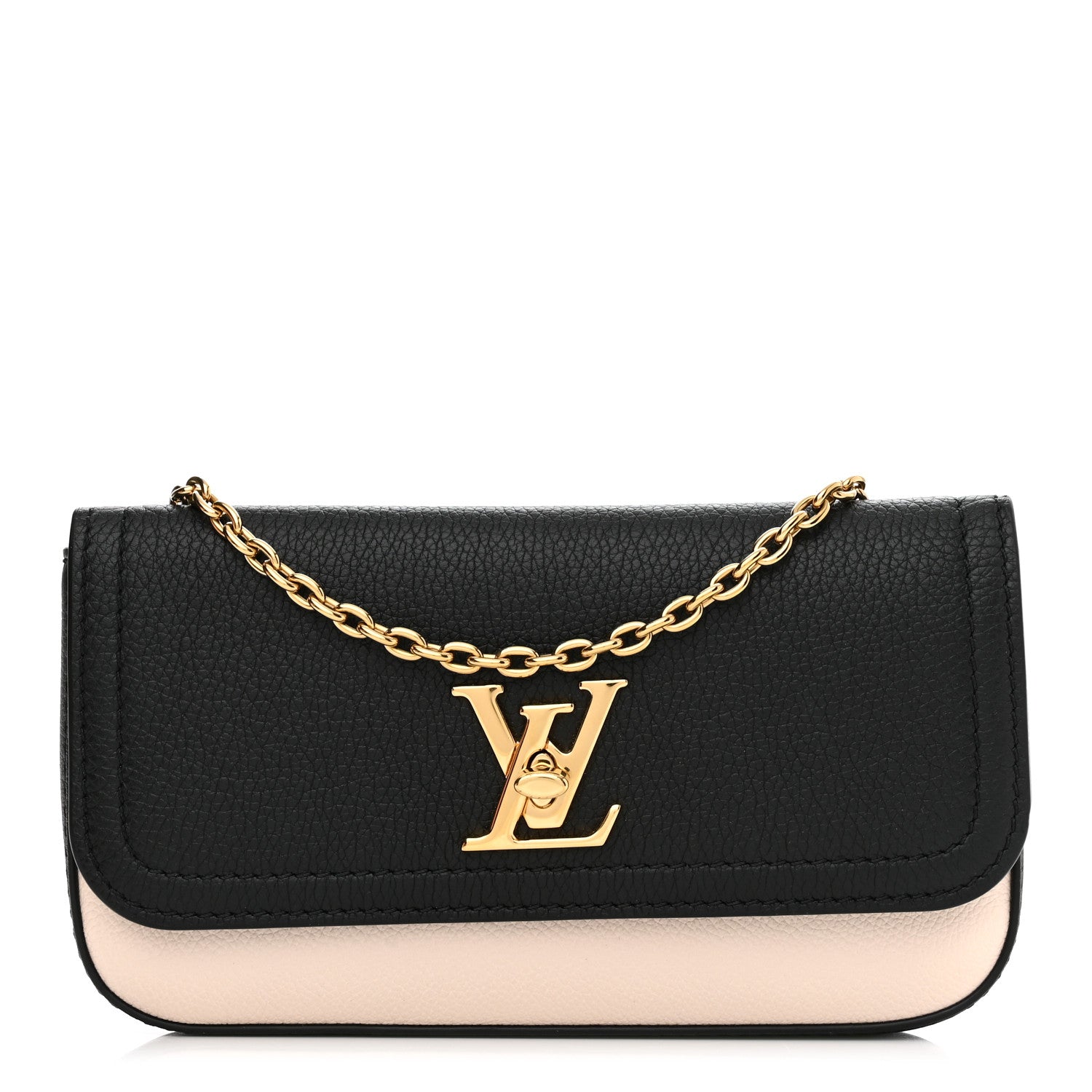 Louis Vuitton Calfskin Lockme Phone Chain Pouch Vanille Black 1 of 11