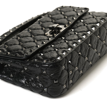 Valentino Garavani Craquele Nappa Small Rockstud Spike Shoulder Bag Black 10 of 10