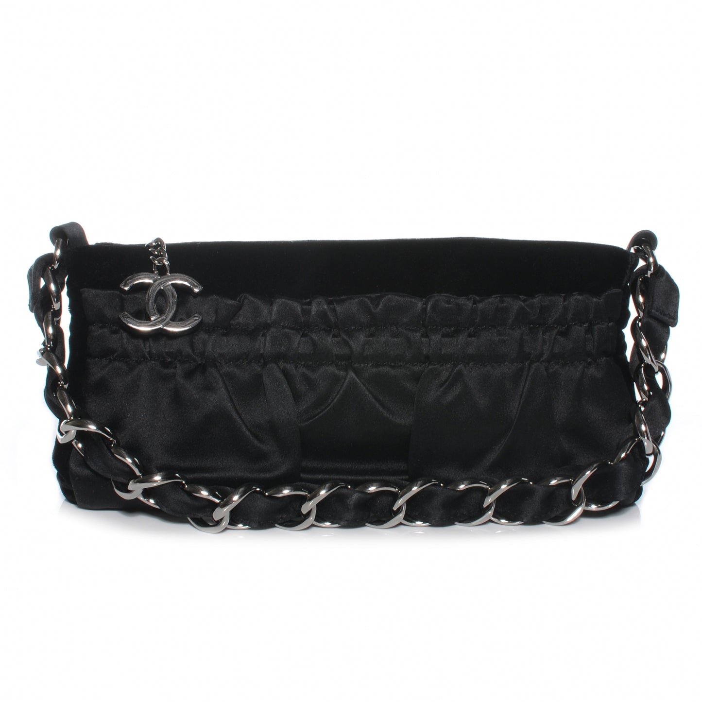 Velvet Satin Evening Bag Black