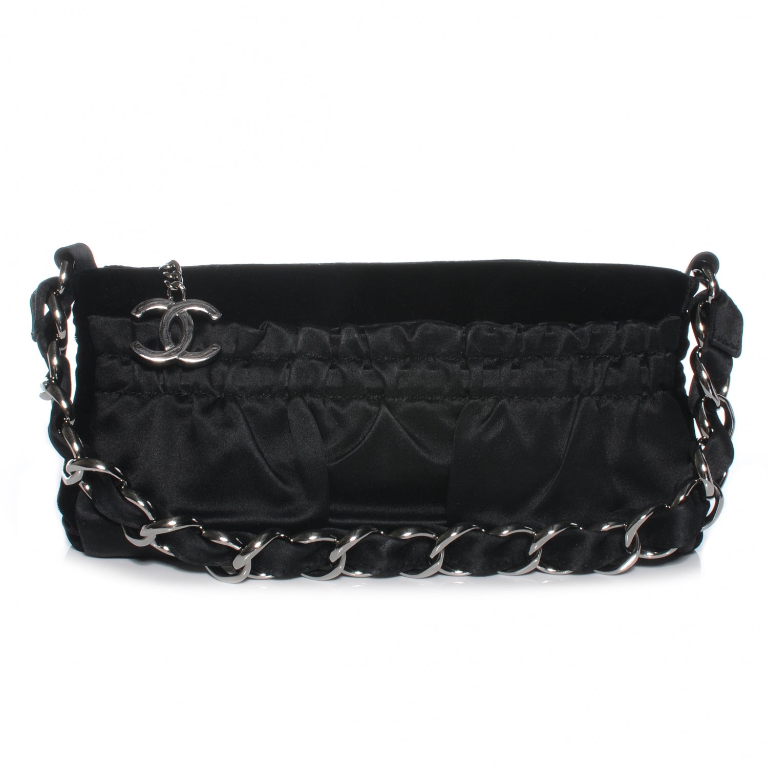Chanel Velvet Satin Evening Bag Black 1 of 7