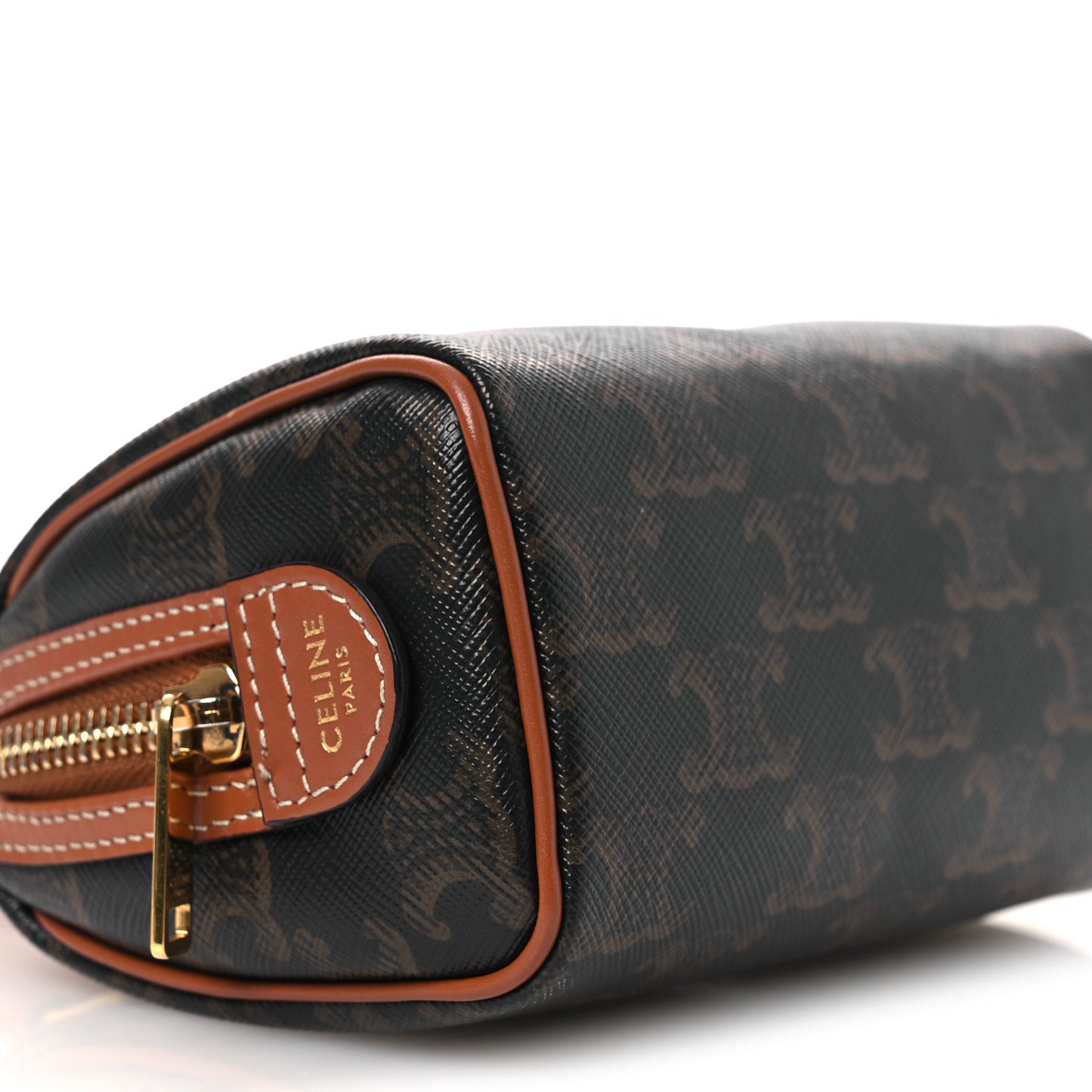 Triomphe Canvas Calfskin Mini Boston Bag Tan