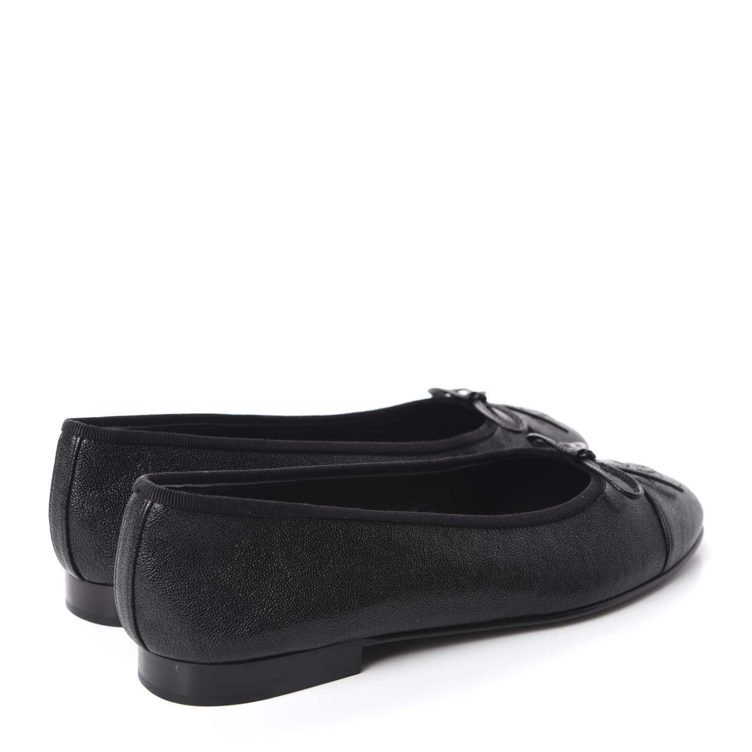 Chanel Caviar CC Cap Toe Ballerina Flats 38.5 Black 4 of 10