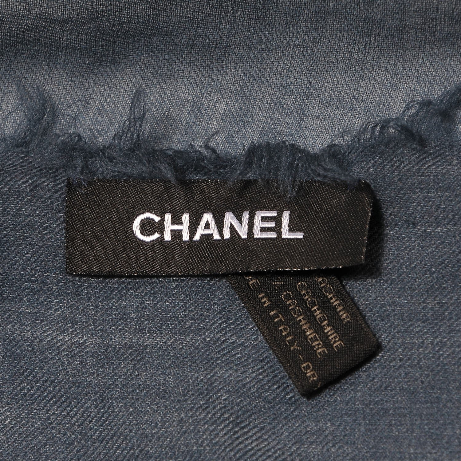 Chanel Cashmere CC Cinema Scarf Blue White 4 of 5