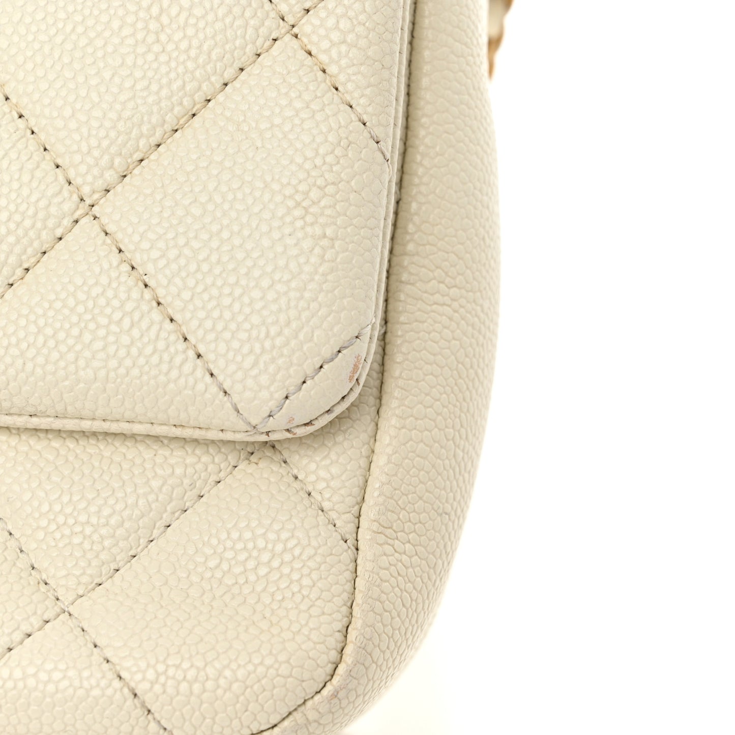 Shiny Caviar Quilted Small Chain Melody Flap White