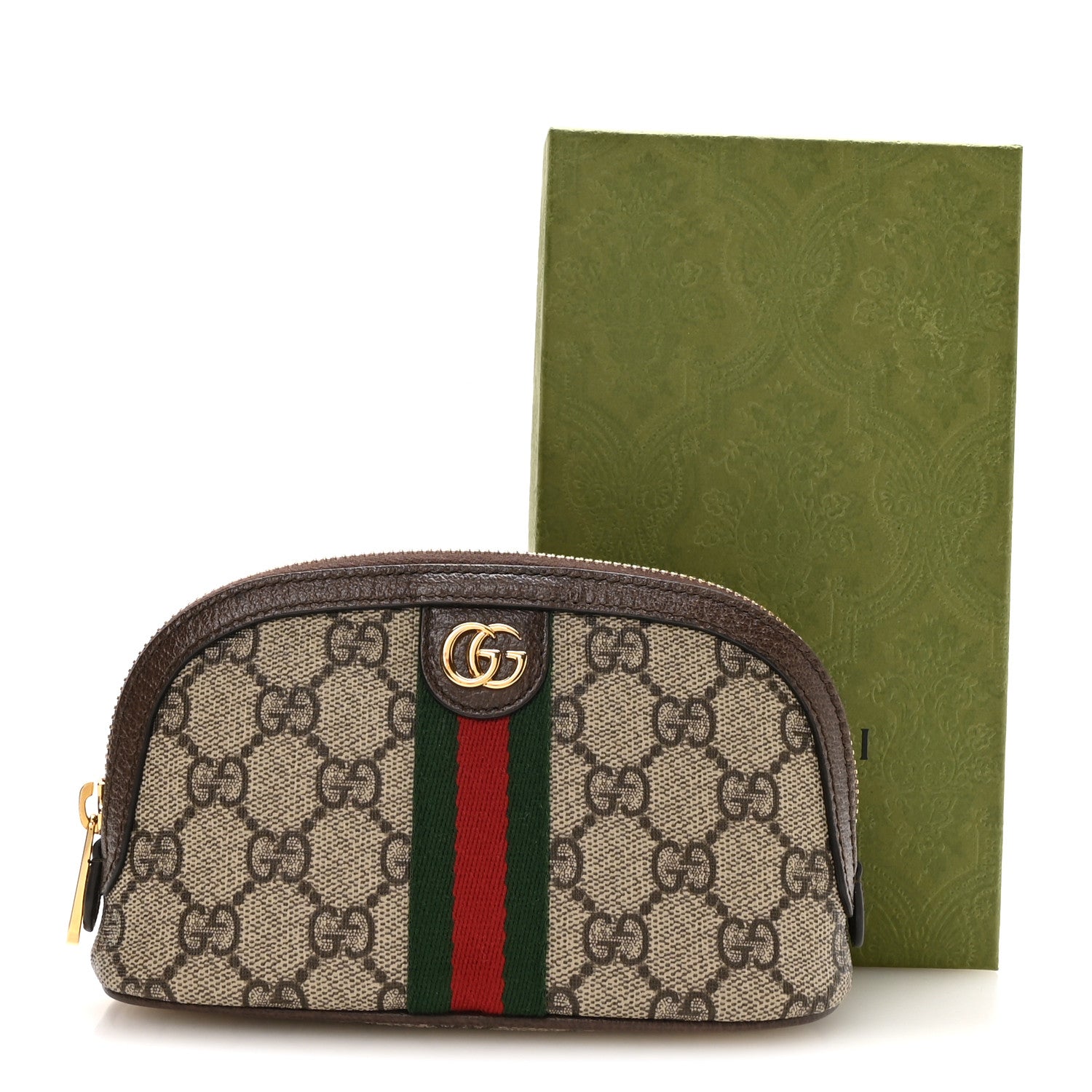 Gucci GG Supreme Monogram Textured Calfskin Web Medium Ophidia Cosmetic Case Beige Ebony New Acero 8 of 8
