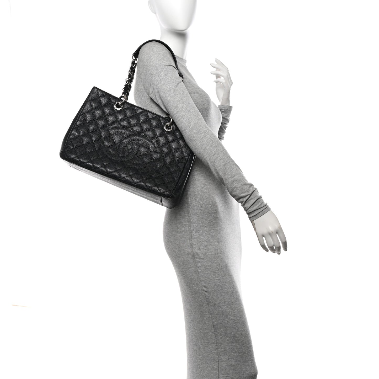 Caviar Quilted Grand Shopping Tote GST Black