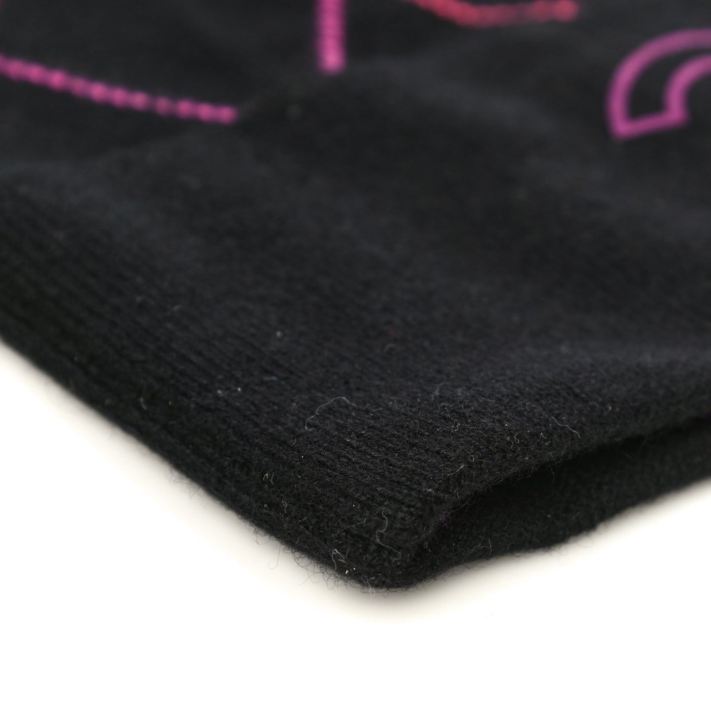 Wool Cashmere Quilted CC Beanie Hat Black Pink Purple