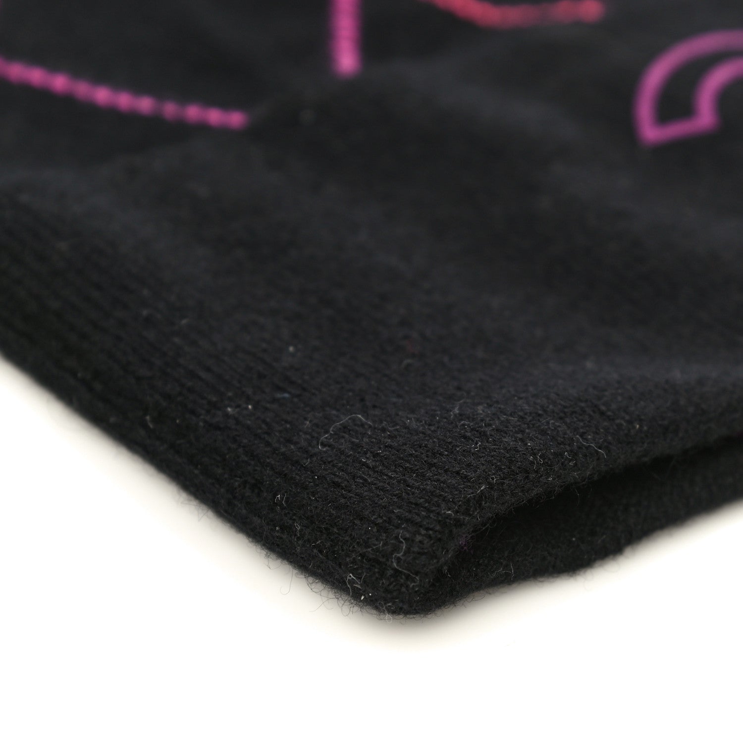 Chanel Wool Cashmere Quilted CC Beanie Hat Black Pink Purple 6 of 7