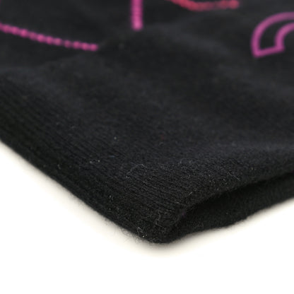 Chanel Wool Cashmere Quilted CC Beanie Hat Black Pink Purple 6 of 7