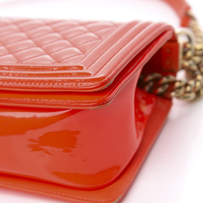 Chanel Patent Quilted Medium Boy Flap Orange 10 of 20