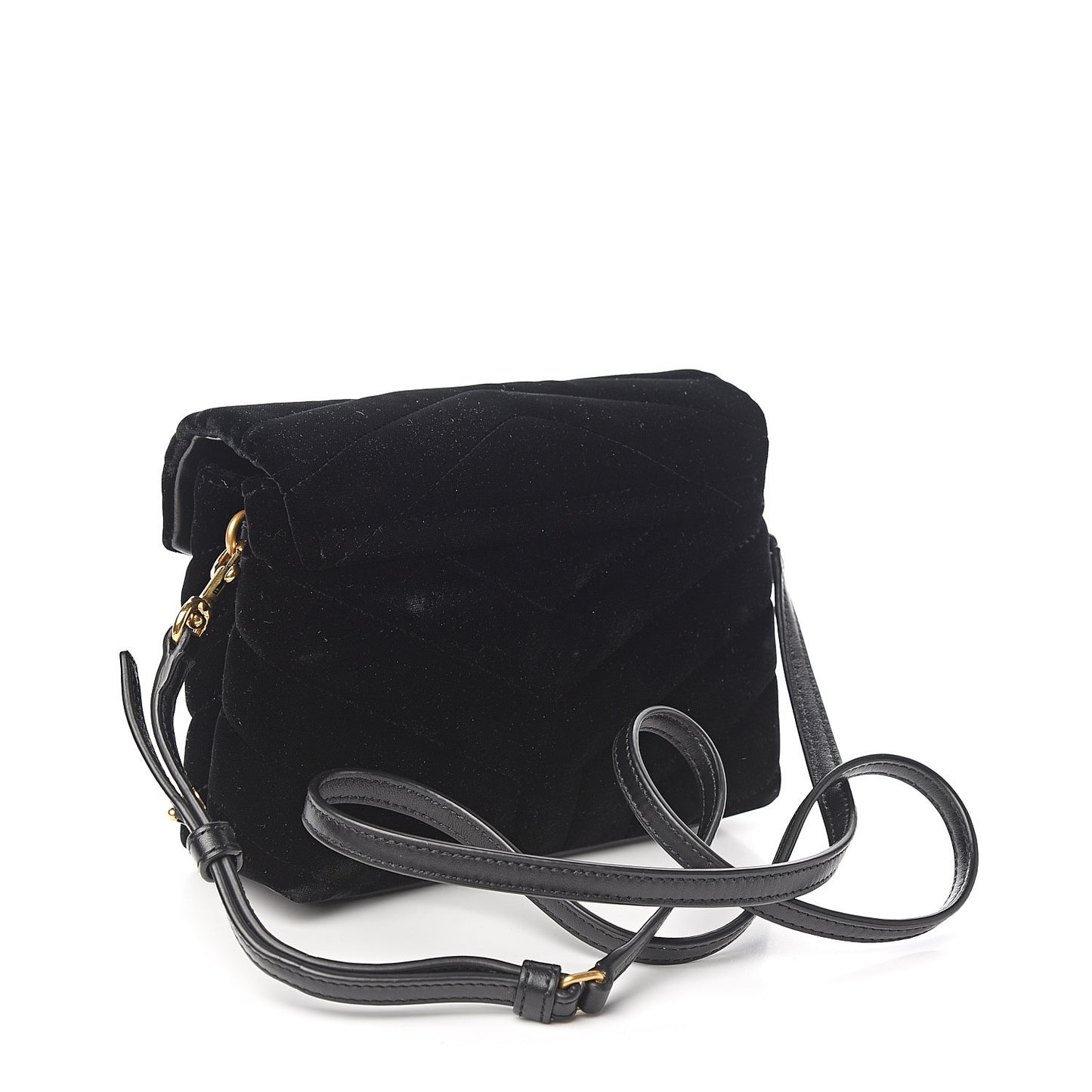 Velvet Y Quilted Monogram Toy Loulou Chain Satchel French Black