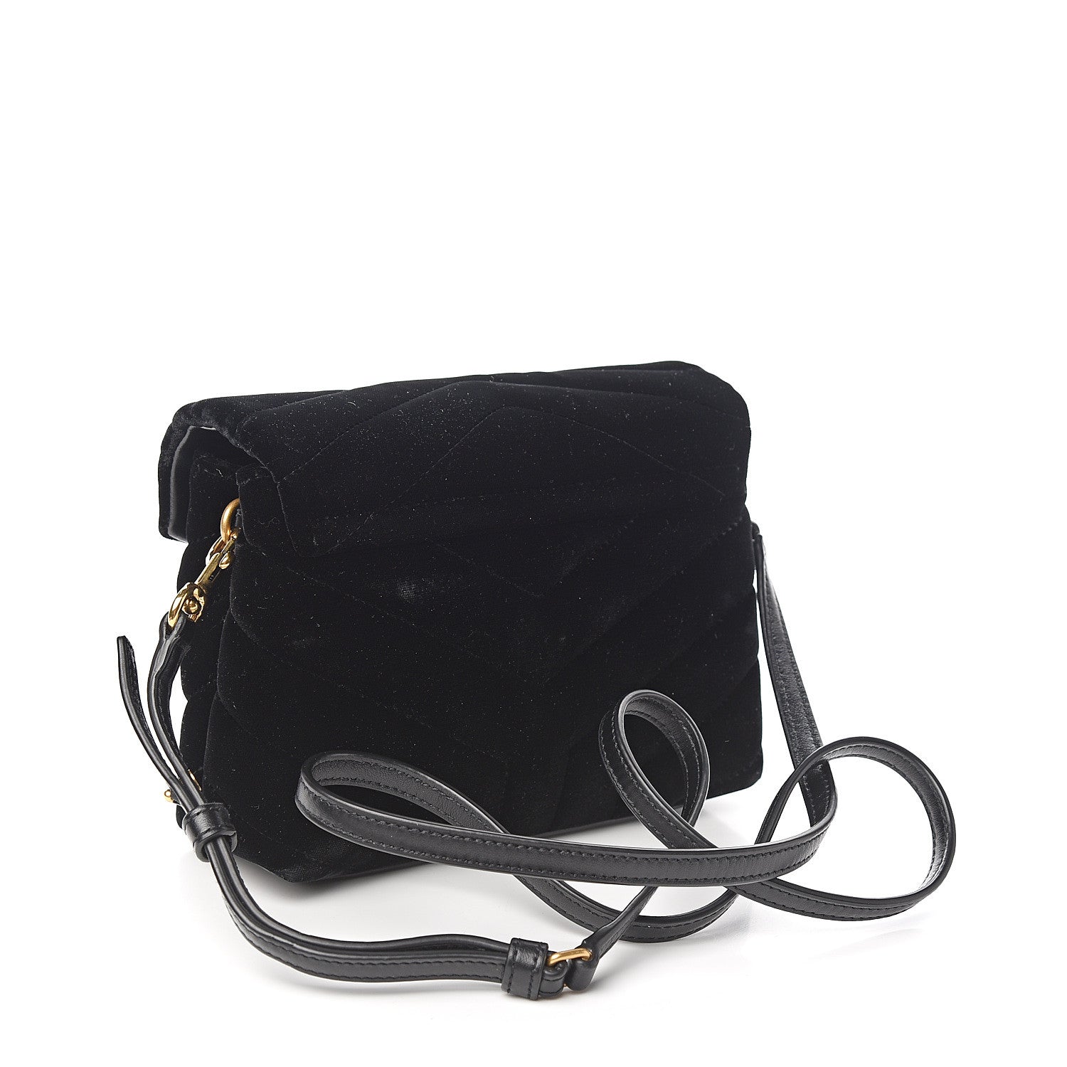 Saint Laurent Velvet Y Quilted Monogram Toy Loulou Chain Satchel French Black 2 of 10