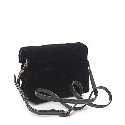 Saint Laurent Velvet Y Quilted Monogram Toy Loulou Chain Satchel French Black 2 of 10