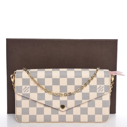 Louis Vuitton Damier Azur Pochette Felicie Chain Wallet Rose Ballerine 9 of 9