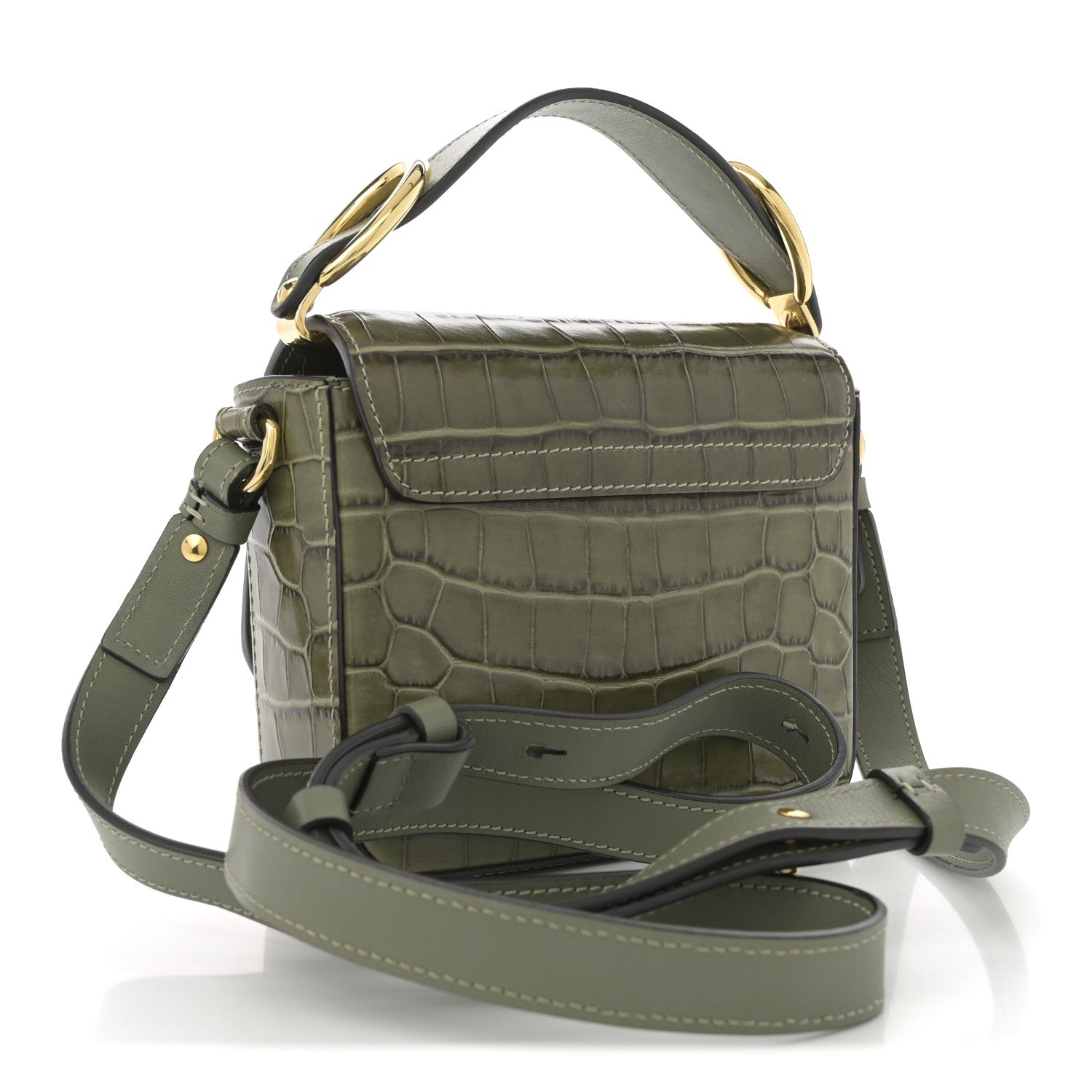 Chloe Calfskin Crocodile Embossed Mini C Double Carry Misty Forest 2 of 9