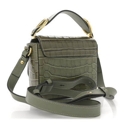 Chloe Calfskin Crocodile Embossed Mini C Double Carry Misty Forest 2 of 9