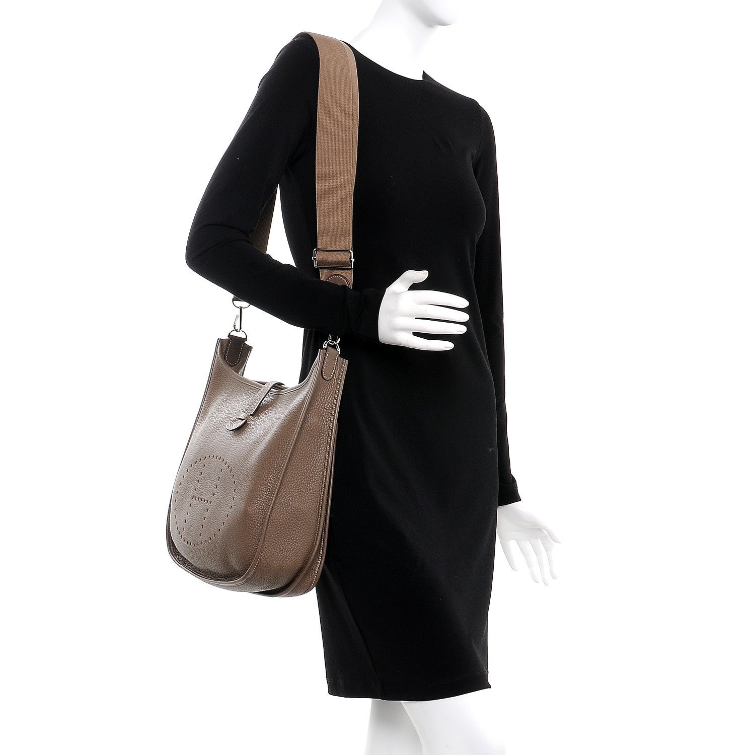 Hermes Taurillon Clemence Evelyne III GM Etoupe 2 of 7