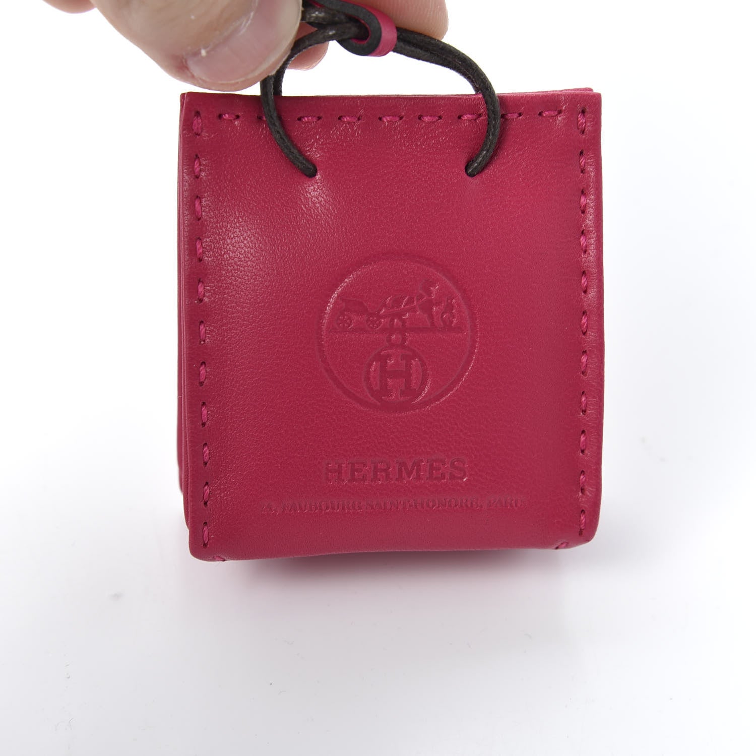 Hermes Milo Lambskin Swift Shopping Bag Charm Rose Mexico 4 of 5