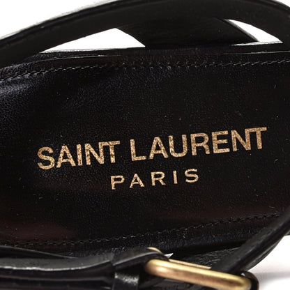 Saint Laurent Calfskin Oak Flat Sandals 37 Black 6 of 8