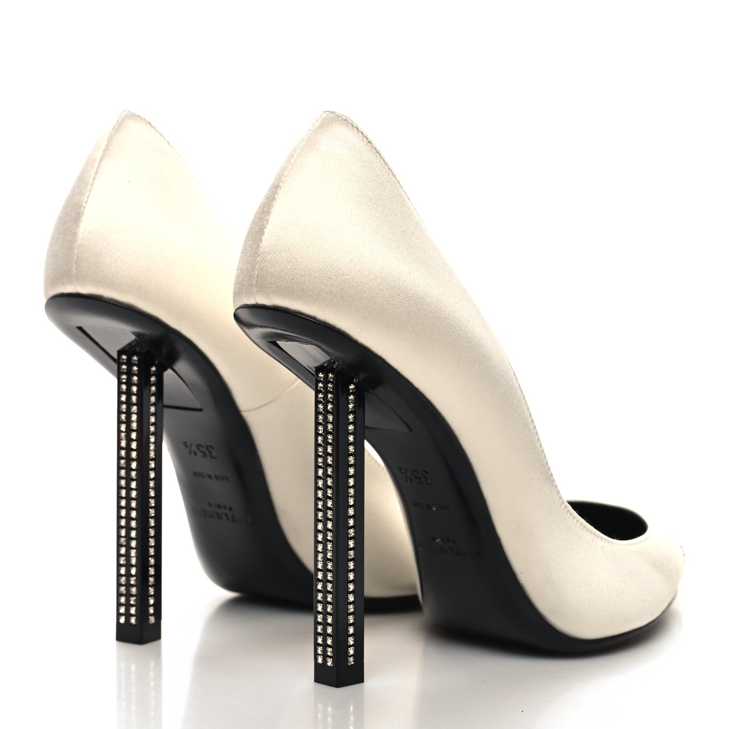 Saint Laurent Satin Crystal Embellished Tower 110 Pump 35.5 White 4 of 9