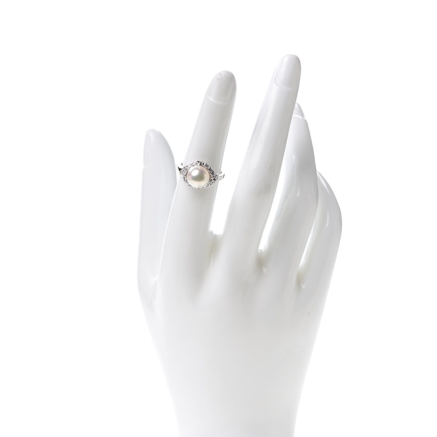 Mikimoto Platinum Diamond Akoya Pearl 8.5mm Cocktail Ring 50 5.25 2 of 4