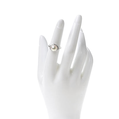 Mikimoto Platinum Diamond Akoya Pearl 8.5mm Cocktail Ring 50 5.25 2 of 4