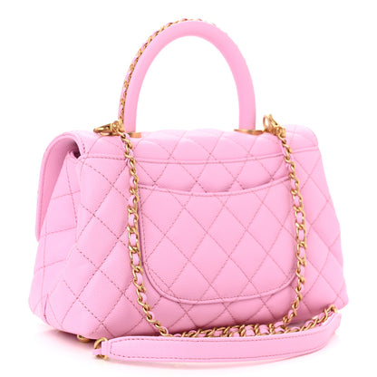 Chanel Caviar Quilted Mini Coco Chain Handle Flap Pink 2 of 10