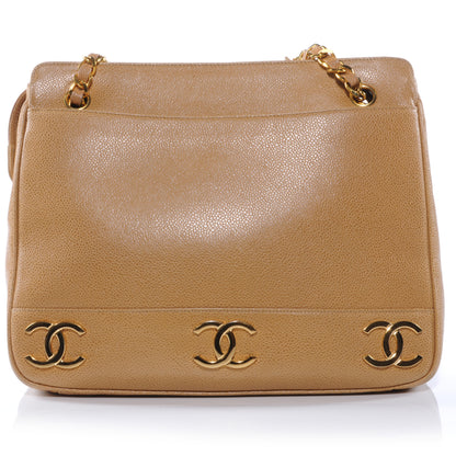 Chanel Caviar Shoulder Bag Beige 1 of 9