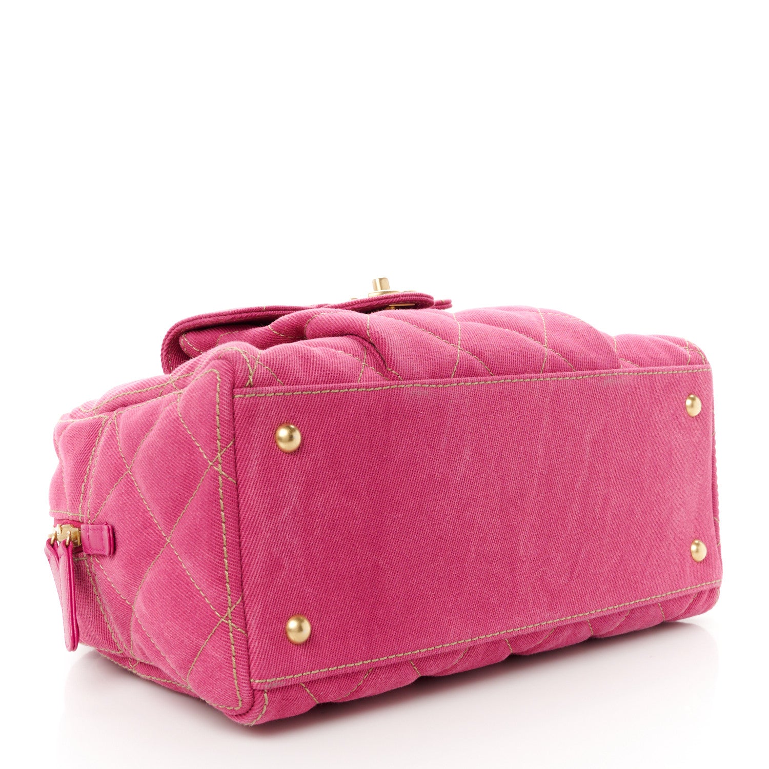 Chanel Washed Denim Quilted Bowling Bag Fuchsia 4 of 11